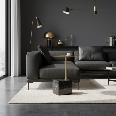 Ontwerper Zwart-Gouden Bijzettafel Luxe Woonkamer Metalen Tafels Tafel
