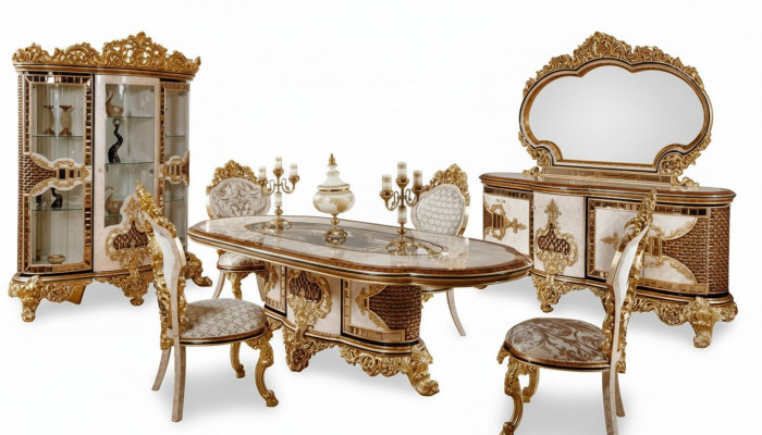 Luxe Witte Klassieke Eetkamerset Eettafel 6x Stoelen Dressoir
