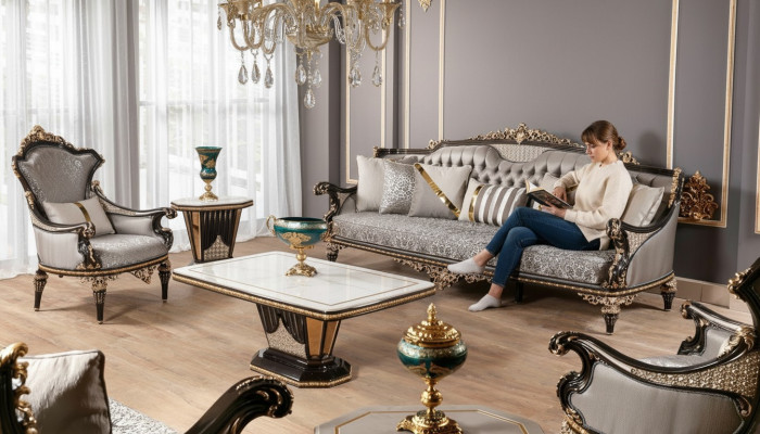 Klassieke Chesterfield zitgroep Luxe 3+1 zits gestoffeerde banken 2-delig