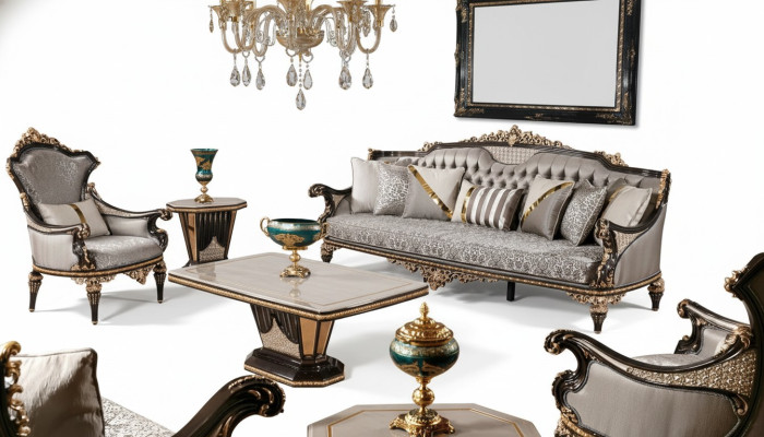Klassieke Chesterfield zitgroep Luxe 3+1 zits gestoffeerde banken 2-delig