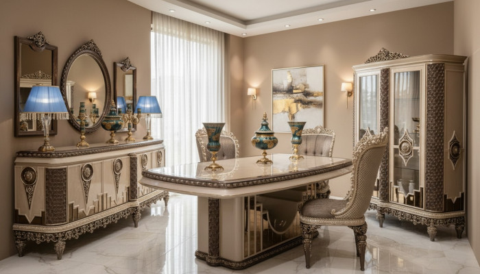 Klassieke dauw Esszimmer Set Luxe set Eettafel Stoelen Dressoir
