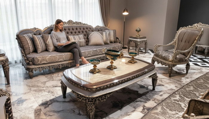 Taupe klassieke Chesterfield bankstel 3+1+1 zits luxe bankstellen