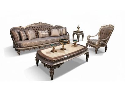 Taupe klassieke Chesterfield bankstel 3+1+1 zits luxe bankstellen