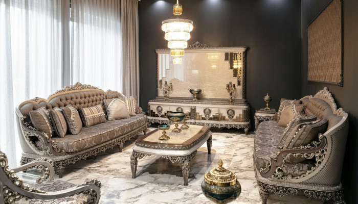 Luxe bankstel 3+3 salontafel bank bank Modern Grijs Set Nieuw