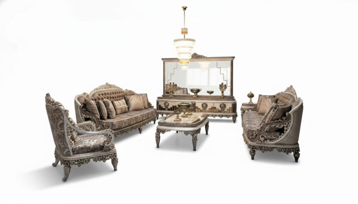 Luxe bankstel 3+3 salontafel bank bank Modern Grijs Set Nieuw