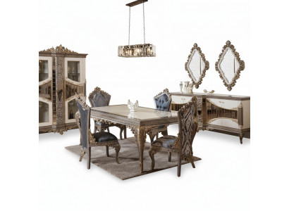 Designer Klassischer Esszimmer Set Stuhlgruppe Esstisch Garnitur 5tlg Ontwerper Klassieke eetkamer set Stoelgroep Eettafel Set 5-delig