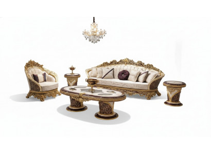 Witte-gouden Chesterfield bankstel 3+1 zitter salontafel set 3-delig bank