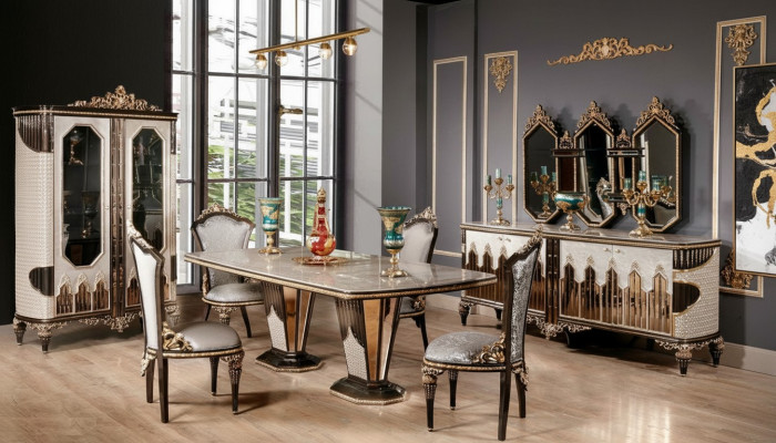 Complete klassieke eetkamergroep Luxe eetkamer Eettafel Stoelen