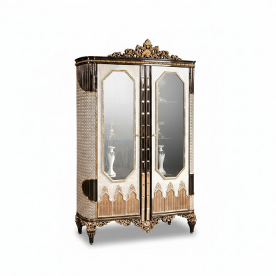 Klassieke vitrine Luxe houten vitrinekasten Ontwerper glazen deurenkast