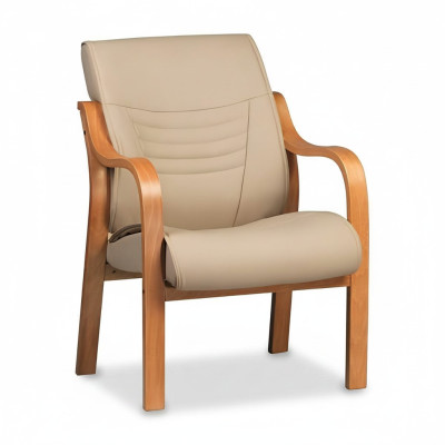 Kunstlederen stoel in beige design, gestoffeerde stoel eetkamerstoel kantoorstoel.