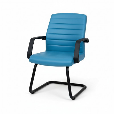 Wachtkamer Praktijk Kantoor Kantoorinrichting Blauw Leren Stoelen Vergaderstoel