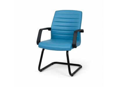 Wachtkamer Praktijk Kantoor Kantoorinrichting Blauw Leren Stoelen Vergaderstoel