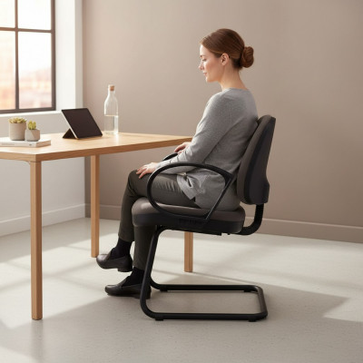 Kantoormeubelen Wachtkamer Praktijk Advocatenkantoor Stoffen stoelen Bruin Vergaderstoelen
