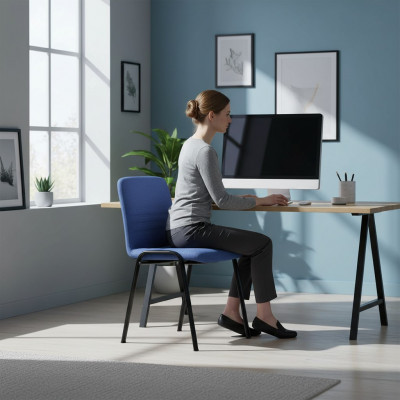 Kantoorstoel Blauwe Luxe Kantoorstoel Stoffen Designerstoel Metalen meubels