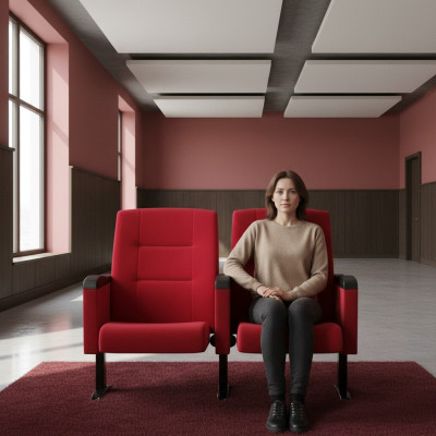 Art Deco fauteuil bankstoel 1-zits voor theaterontwerp Luxe Rood Textiel Nieuw
