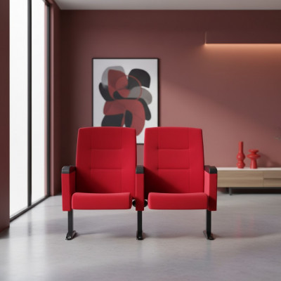 Art Deco fauteuil bankstoel 1-zits voor theaterontwerp Luxe Rood Textiel Nieuw