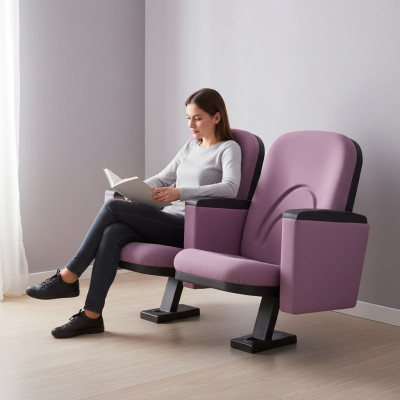 Moderne fauteuil fauteuil bankstoel 1 zits voor theater bioscoop design luxe roze textiel