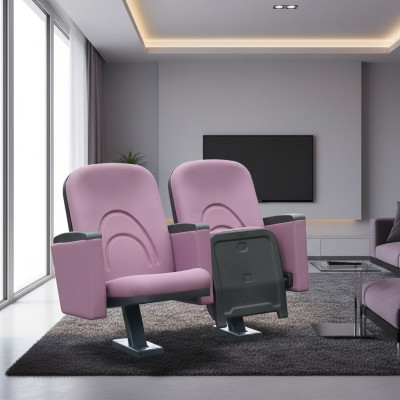 Moderne fauteuil fauteuil bankstoel 1 zits voor theater bioscoop design luxe roze textiel