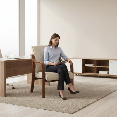 Moderne fauteuil voor studeerkamer kantoor meubels, gestoffeerde fauteuil kunstleer zitplaats.