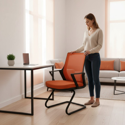 Hoogwaardige bureaustoel Oranje Moderne textielstoel Stof Nieuw
