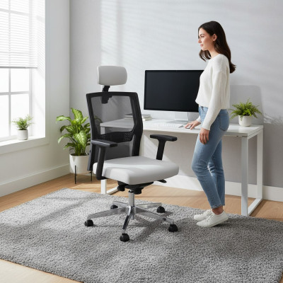 Grijze bureaustoelen Draaistoel Bureaustoel met net-ontwerp