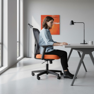 Kantoormeubilair Oranje Bureaustoel Draaistoel Directiestoel Mesh Design Bureaustoel