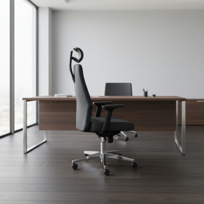 Modern zwart kantoor, gamingstoel, bureaustoel, draaistoel, directeursstoel