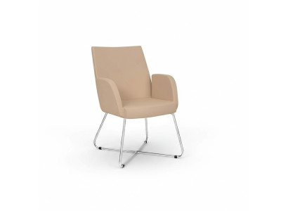 Ontwerpstoel Armstoel Gestoffeerde stoelen Luxe textiel fauteuil Beige bureaustoel
