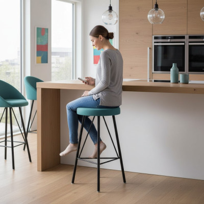 Eetkamerstoel Luxe rond blauw Stoelen Stoel Ontwerp Fauteuil Meubels Textiel Nieuw