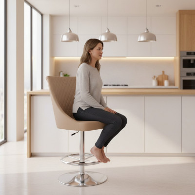 Modern Hoogwaardige Beige Stoel Designer Barkruk Kunstleer Luxe Meubels nieuw