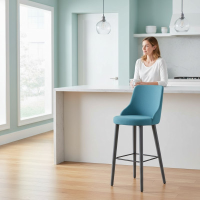 Stijlvolle barkruk stoel designer houten stoel eetkamerstoel kruk bar blauw nieuw