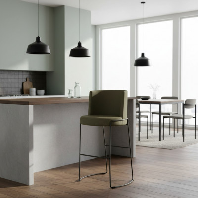 Moderne barkruk stoel designer textiel eetkamerstoel kruk bar groen nieuw.