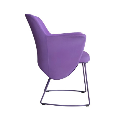 Eetkamerstoel Stoel Keukenstoel Fauteuil Zitter Stof Modern Hout Paars