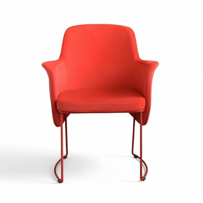 Moderne eetkamerstoel Stoel Keukenstoel Fauteuil Zits Stof Modern Hout Rood