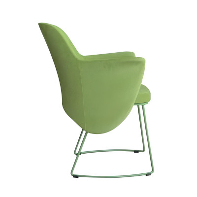 Eetkamerstoel Stoel Keukenstoel Fauteuil Zits Stof Modern Hout Groen nieuw