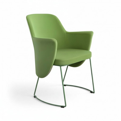 Eetkamerstoel Stoel Keukenstoel Fauteuil Zits Stof Modern Hout Groen nieuw