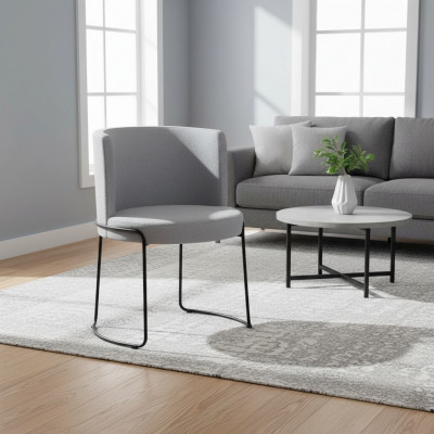 Stoel Modern Gestoffeerde Eetkamerstoelen Textiel Kleur Grijs 1-zits Nieuw