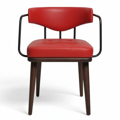 Rode fauteuil Eetkamer Fauteuil Houten stoel Woonkamer 1-zits Stoel