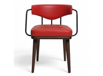 Rode fauteuil Eetkamer Fauteuil Houten stoel Woonkamer 1-zits Stoel