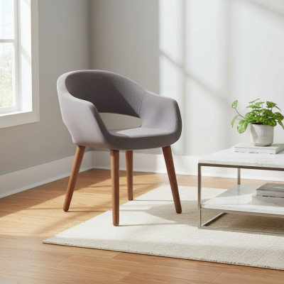 Grijze eetkamerstoel woonkamer stoel met armleuningen stoelen designer hout