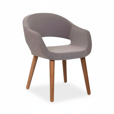 Grijze eetkamerstoel woonkamer stoel met armleuningen stoelen designer hout