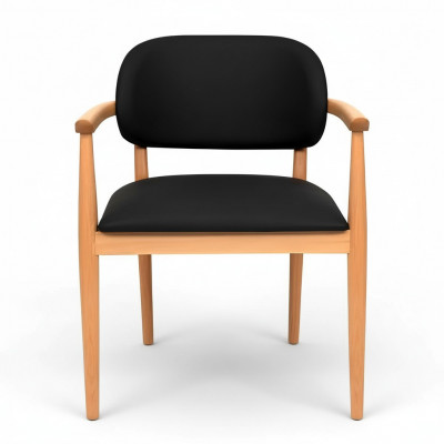 Zwarte fauteuil Designer eetkamerstoel Luxe eenzitter Houten meubels