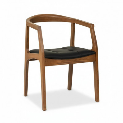 Stijlvolle houten eetkamerstoel Bruine eenzitter Luxe 1-zits fauteuil