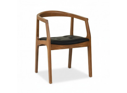 Stijlvolle houten eetkamerstoel Bruine eenzitter Luxe 1-zits fauteuil