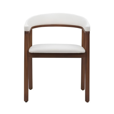 Eetkamerstoel Witte houten stoel Moderne fauteuil met armleuningen Stoelen