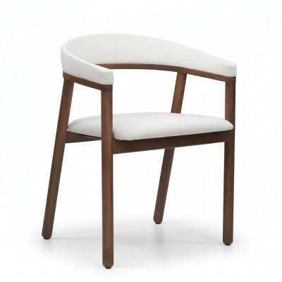 Eetkamerstoel Witte houten stoel Moderne fauteuil met armleuningen Stoelen