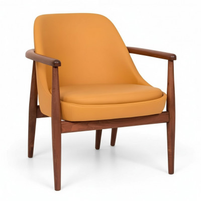 Ontwerper Oranje Gestoffeerde Stoel Eetkamerstoelen Houten Frame Eenpersoons