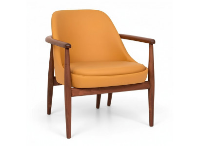 Ontwerper Oranje Gestoffeerde Stoel Eetkamerstoelen Houten Frame Eenpersoons