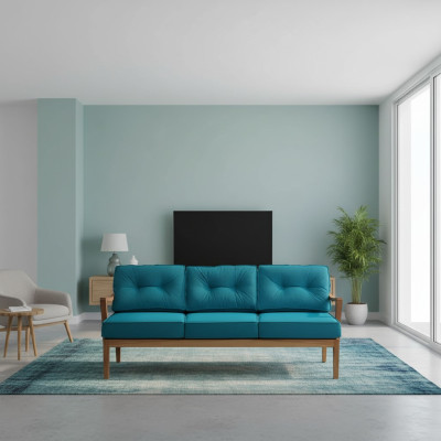 Turquoise driezits eetkamerbank, vrijstaande banken, Ottomaans.