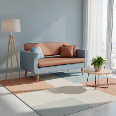 Grijze-oranje bank Luxe 3-zits designerbank Woonkamer zitbank 3-zits.